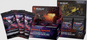 Several products from the Forgotten Realms set for Magic the Gathering